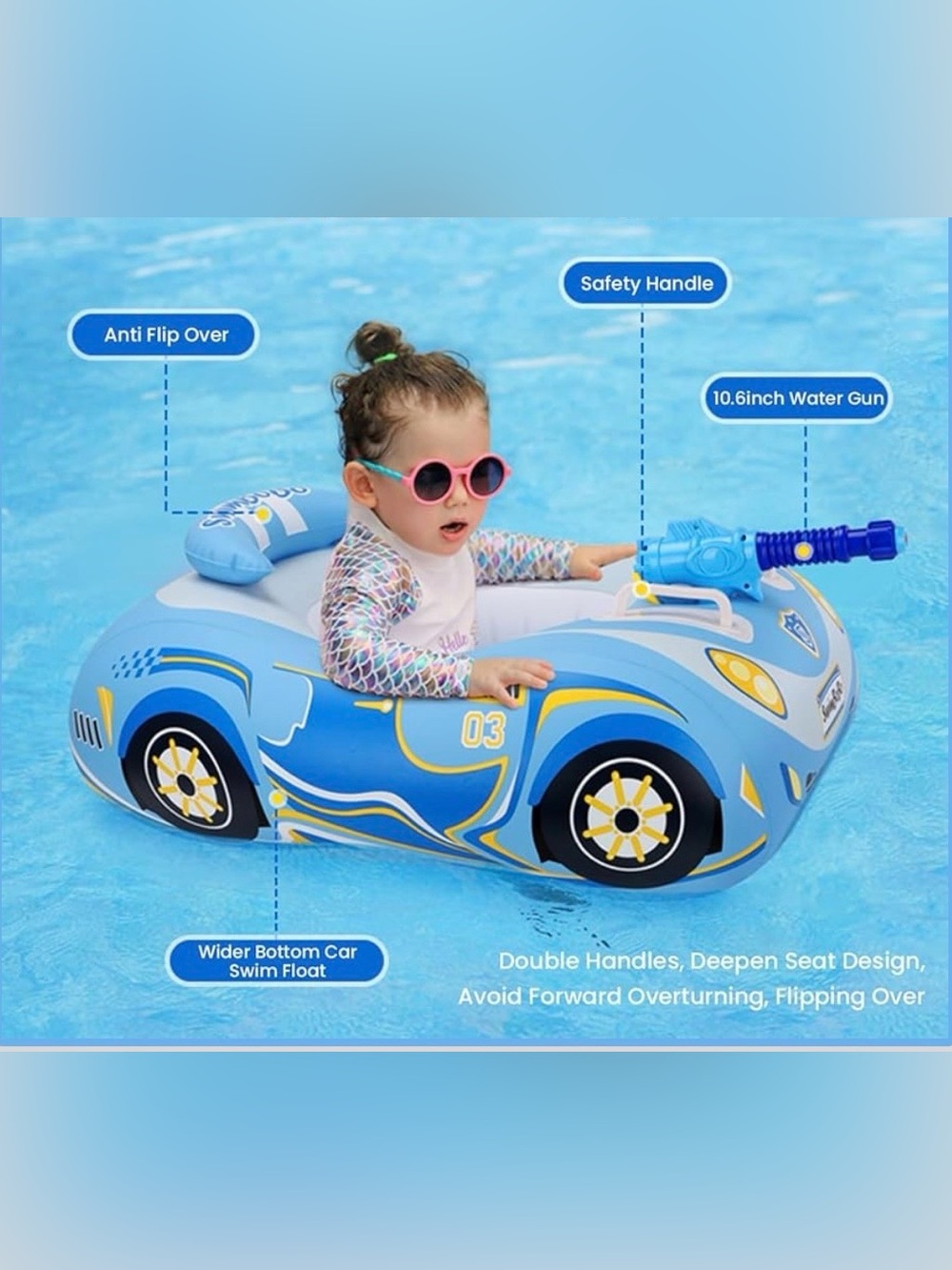Kids Inflatable Car Swim Float with water gun